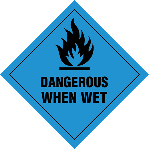 Show details for Hazard Label - Dangerous When Wet